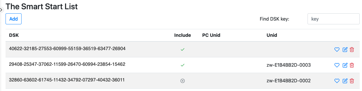 Dev GUI SmartStart list format