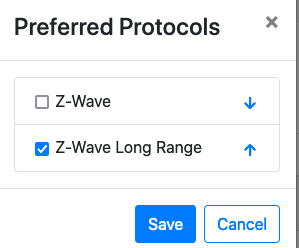 Dev GUI SmartStart preferred protocol list